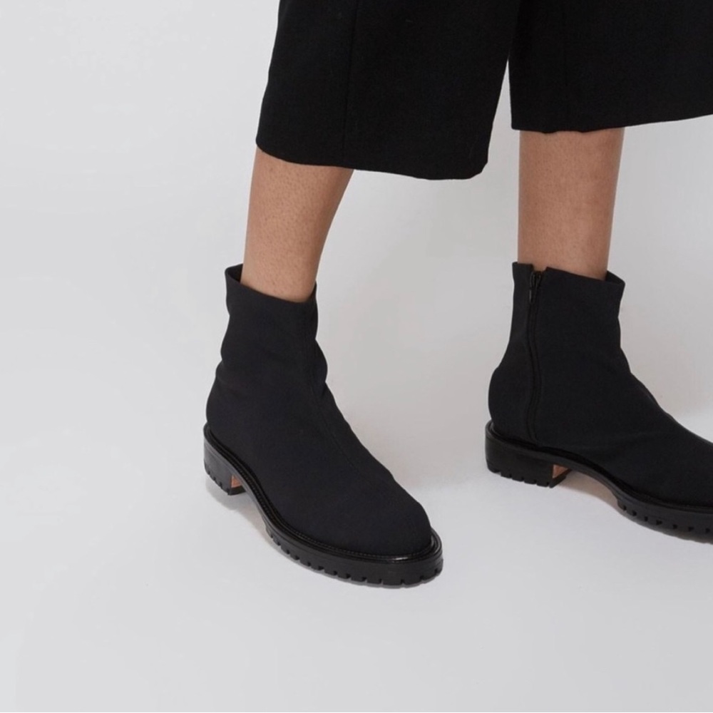 RACHEL COMEY Plank boots black soft shell with maroon sole 7.5